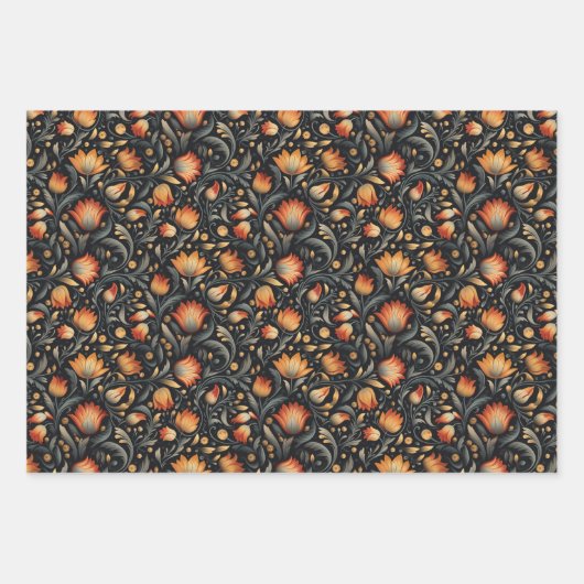 Folk Art Tool Schilderstijl Bloemenpatronen Inpakpapier Vel (Voorkant 2)