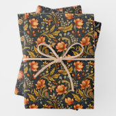 Folk Art Tool Schilderstijl Bloemenpatronen Inpakpapier Vel (In situ)