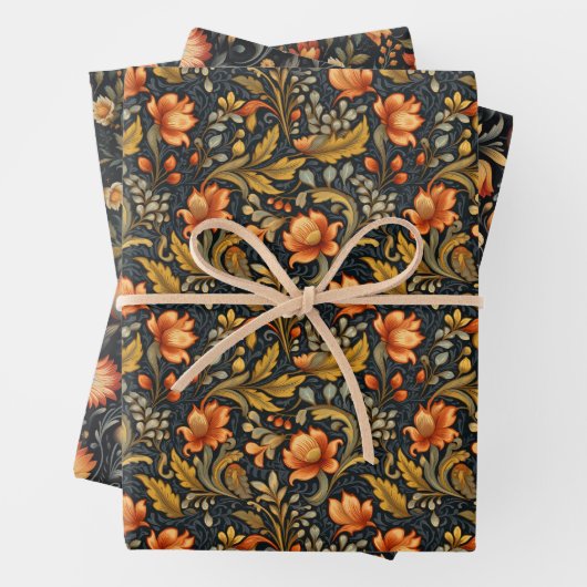 Folk Art Tool Schilderstijl Bloemenpatronen Inpakpapier Vel (In situ)