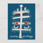 Folk Art Tree of Life Kerstfeestdag CUSTOM Briefkaart (Voorkant)
