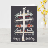 Folk Art Tree of Life Kerstfeestdag CUSTOM Kaart (Gele Bloem)