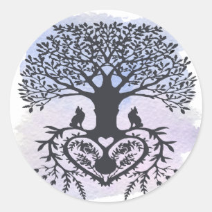 Folk Art Tree of Life Ronde Sticker