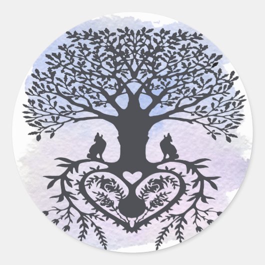 Folk Art Tree of Life Ronde Sticker (Voorkant)