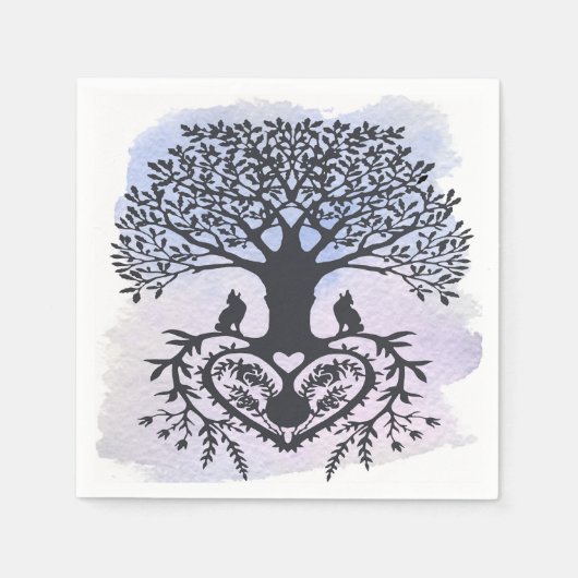 Folk Art Tree of Life Servetten (Voorkant)