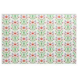 Folk Art Tulip en Birds Fabric Stof