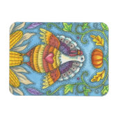 FOLK ART TURKEY & CORN THANKSGIVING MAGNET Holiday Magneet (Horizontaal)