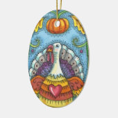 FOLK ART TURKEY, KLEUREN VAN THANKSGIVING SEASONAL KERAMISCH ORNAMENT (Links)