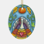 FOLK ART TURKEY, KLEUREN VAN THANKSGIVING SEASONAL KERAMISCH ORNAMENT (Rechts)