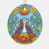 FOLK ART TURKEY, KLEUREN VAN THANKSGIVING SEASONAL KERAMISCH ORNAMENT (Links)