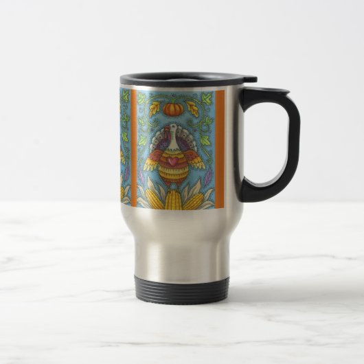 FOLK ART TURKEY, THANKSGIVING COMMUTER REIZEN MUG REISBEKER (Rechts)