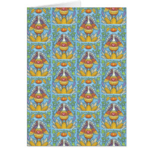 FOLK ART TURKEY THANKSGIVING WENSKAART blanco