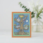 FOLK ART TURKEY TREE, THANKSGIVING GOBBLER HUMOR BRIEFKAART (Staand voorkant)