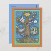 FOLK ART TURKEY TREE, THANKSGIVING GOBBLER HUMOR BRIEFKAART (Voorkant / Achterkant)