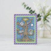 FOLK ART TURKEY TREE, THANKSGIVING GOBBLER HUMOR BRIEFKAART (Staand voorkant)