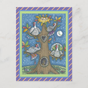 FOLK ART TURKEY TREE, THANKSGIVING GOBBLER HUMOR BRIEFKAART