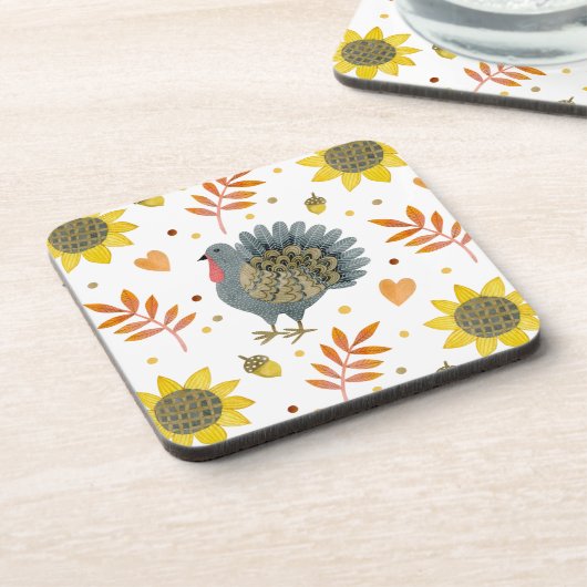 Folk Art Turkeys Bier Onderzetter (Linkerzijde)