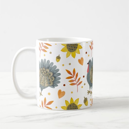 Folk Art Turkeys Coffee Mok (Links)