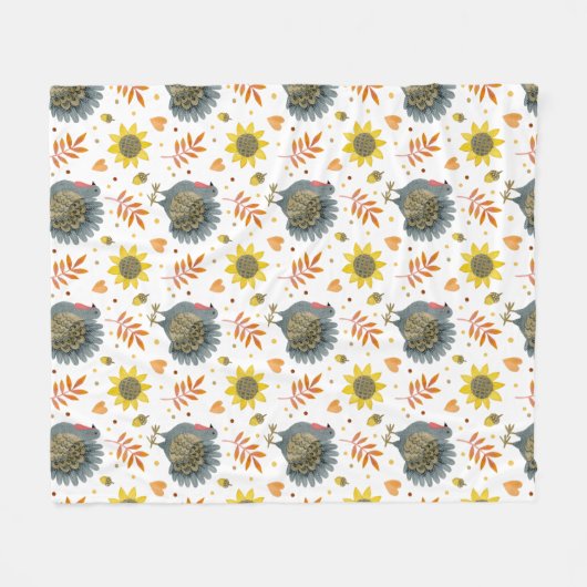 Folk Art Turkeys Fleece Deken (Voorkant (Horizontaal))