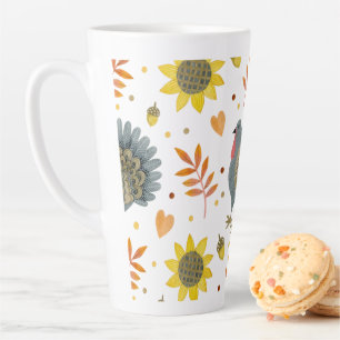 Folk Art Turkeys Latte Mok