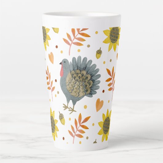 Folk Art Turkeys Latte Mok (Voorkant)