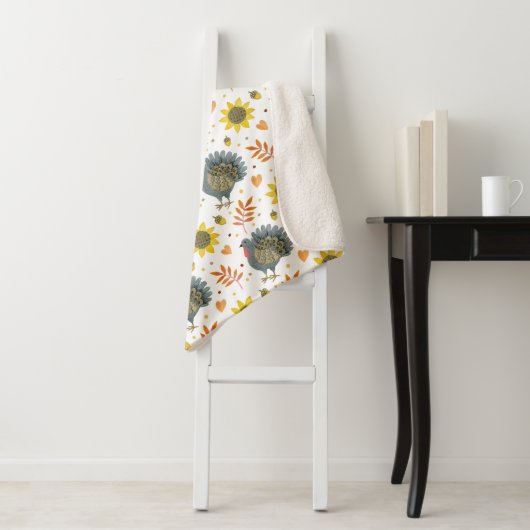 Folk Art Turkeys Sherpa Deken (In situ)