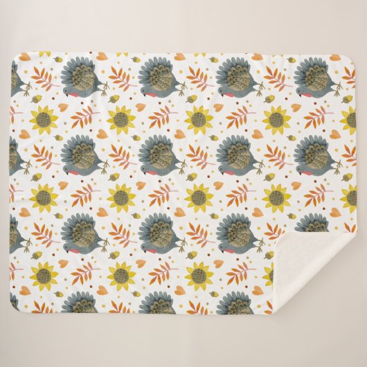 Folk Art Turkeys Sherpa Deken (Voorkant (horizontaal))