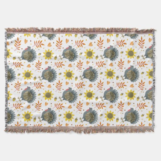 Folk Art Turkeys Throw Blanket Deken (Voorkant)
