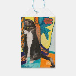 Folk Art Tuxedo Cat Cadeaulabel