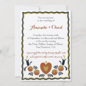 Folk Art Uitnodiging voor een bruiloft (Voorkant)