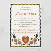 Folk Art Uitnodiging voor een bruiloft