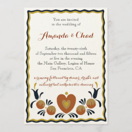 Folk Art Uitnodiging voor een bruiloft