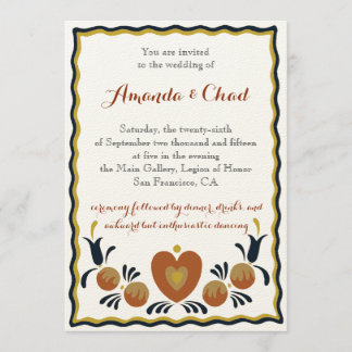 Folk Art Uitnodiging voor een bruiloft