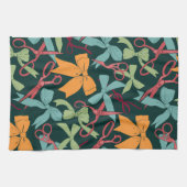 Folk Art Vakantie Bogen en Schaar Kerst Goud Theedoek (Horizontaal)