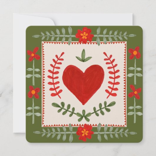 Folk Art Valentijn Flat Kaart (Voorkant)
