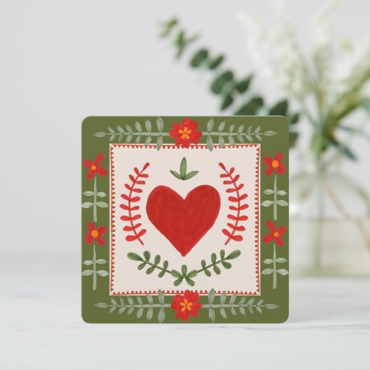 Folk Art Valentijn Flat Kaart (Staand voorkant)