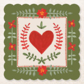 Folk Art Valentijn Kartonnen Onderzetters (Voorkant)