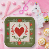 Folk Art Valentijn Papieren Bordje (Feest)