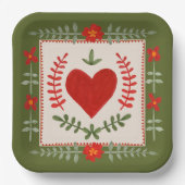 Folk Art Valentijn Papieren Bordje (Voorkant)