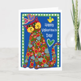 Folk Art van de Cat Folded Valentijn Card Feestdagen Kaart