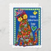 Folk Art Van De Kat Valentijn Platte Kaart (Voorkant / Achterkant)