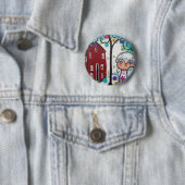 Folk Art van Lori Everett OWLS Ronde Button 5,7 Cm (In situ)