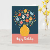 Folk Art Verjaardagsbloemen Kaart (Gele Bloem)