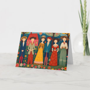 Folk Art Village en de verjaardag van de mensen Kaart