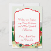 Folk Art Vintage Kerstdorp gepersonaliseerd Feestdagenkaart (Achterkant)