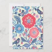 Folk Art Vogel en Aardbei Dankjewel Kaart (Achterkant)