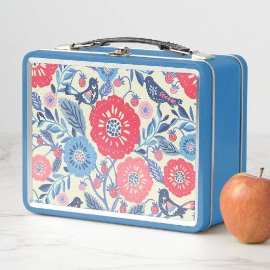 Folk Art Vogel en Aardbei Ontwerp (In situ)