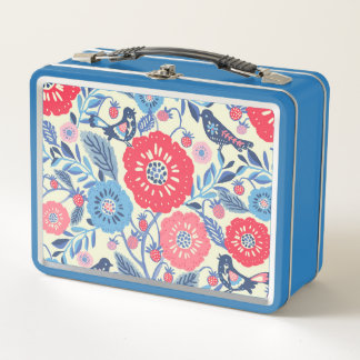 Folk Art Vogel en Aardbei Ontwerp