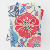 Folk Art Vogels, Aardbei en Bloem Print Inpakpapier Vel (In situ)