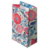 Folk Art Vogels, Aardbei en Bloem Print Klein Cadeauzakje (Voorkant Gekanteld)