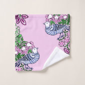Folk Art Vogels Bloemen Eikels Bad Handdoek (Wasdoekje)